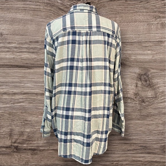 Magellan Outdoors Shirt Womens XL Navy Aqua Plaid Boyfriend Fit Willow‎ Creek - Picture 15 of 16